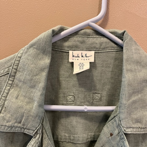 Nicole Miller Linen Jacket Sage Green sz Medium Like New - Picture 2 of 6